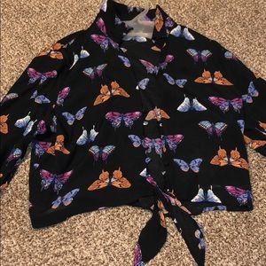 Black butterfly top